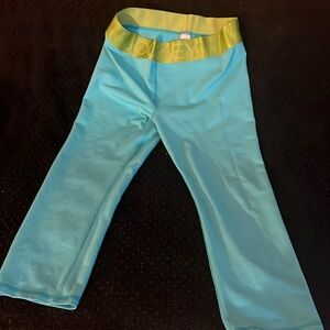Jockey leggings in teal with a lime green band